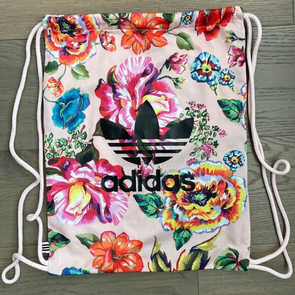 Adidas Farm Rio Floral Drawcord Fabric Backpack Bag Pink + Multi Color Sz OS - Picture 1 of 13
